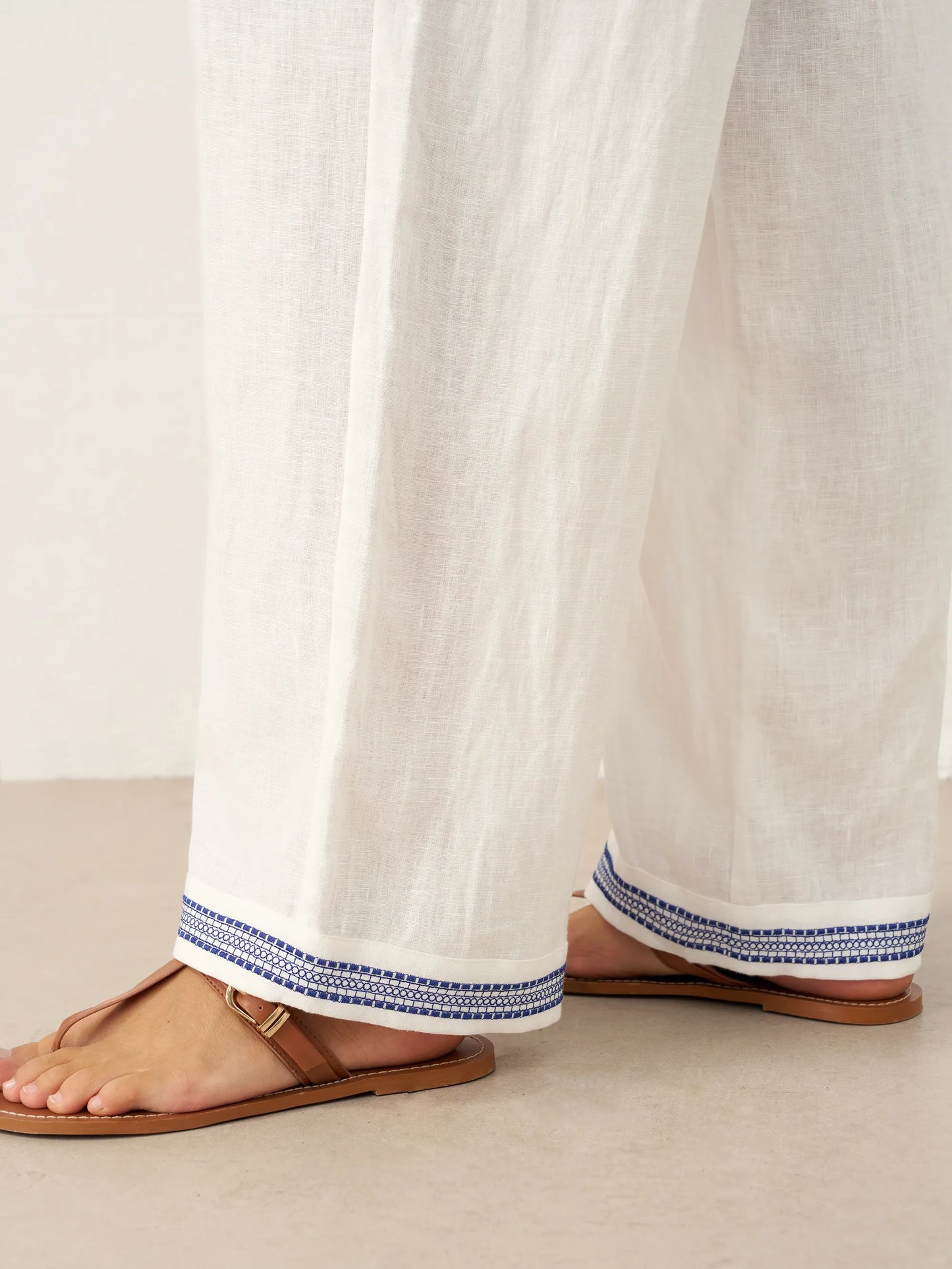 Winslow | Women’s Linen Embroidered Elastic Waist Trousers