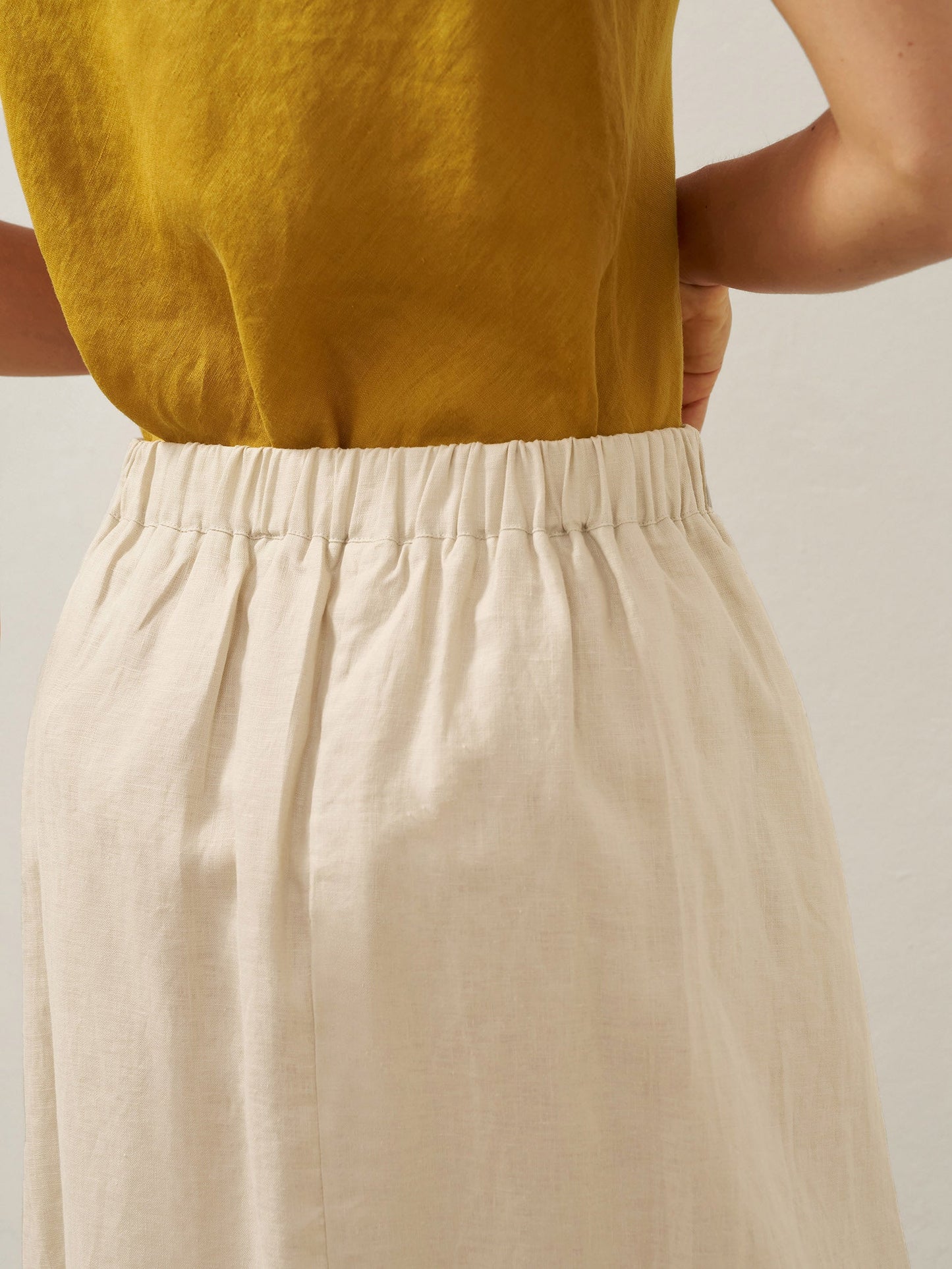Lila | Women’s Linen Angled Closure Wrap Midi Skirt