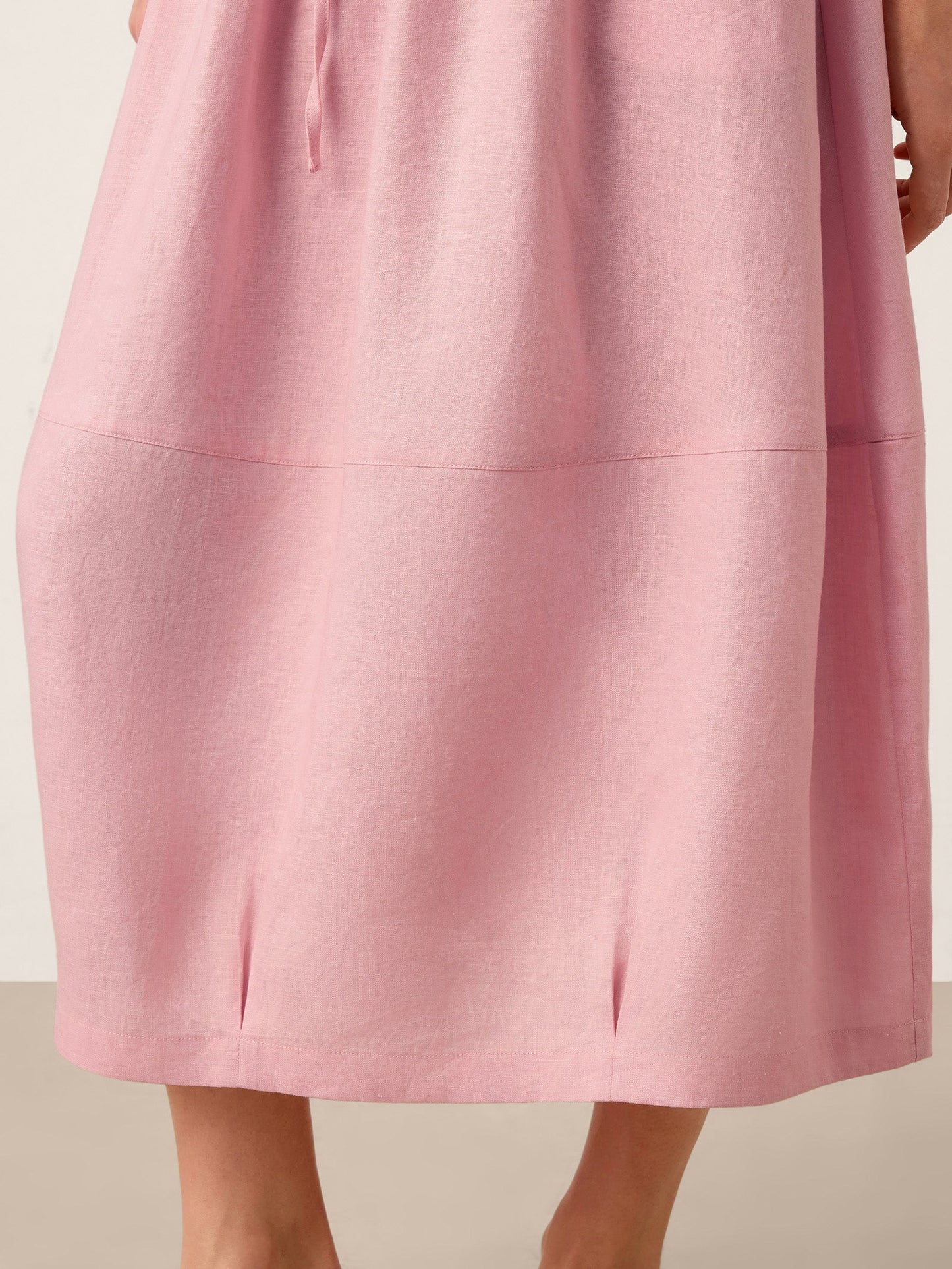 Reese | Women’s Blush Linen Drawstring Lantern Pocket Maxi Skirt