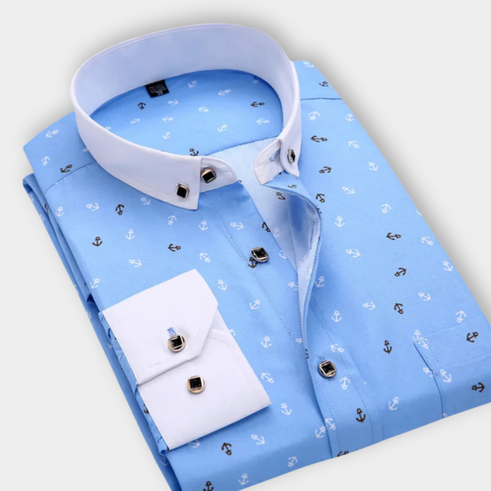 Blaine | Men’s Maritime Print Classic Button Up Shirt