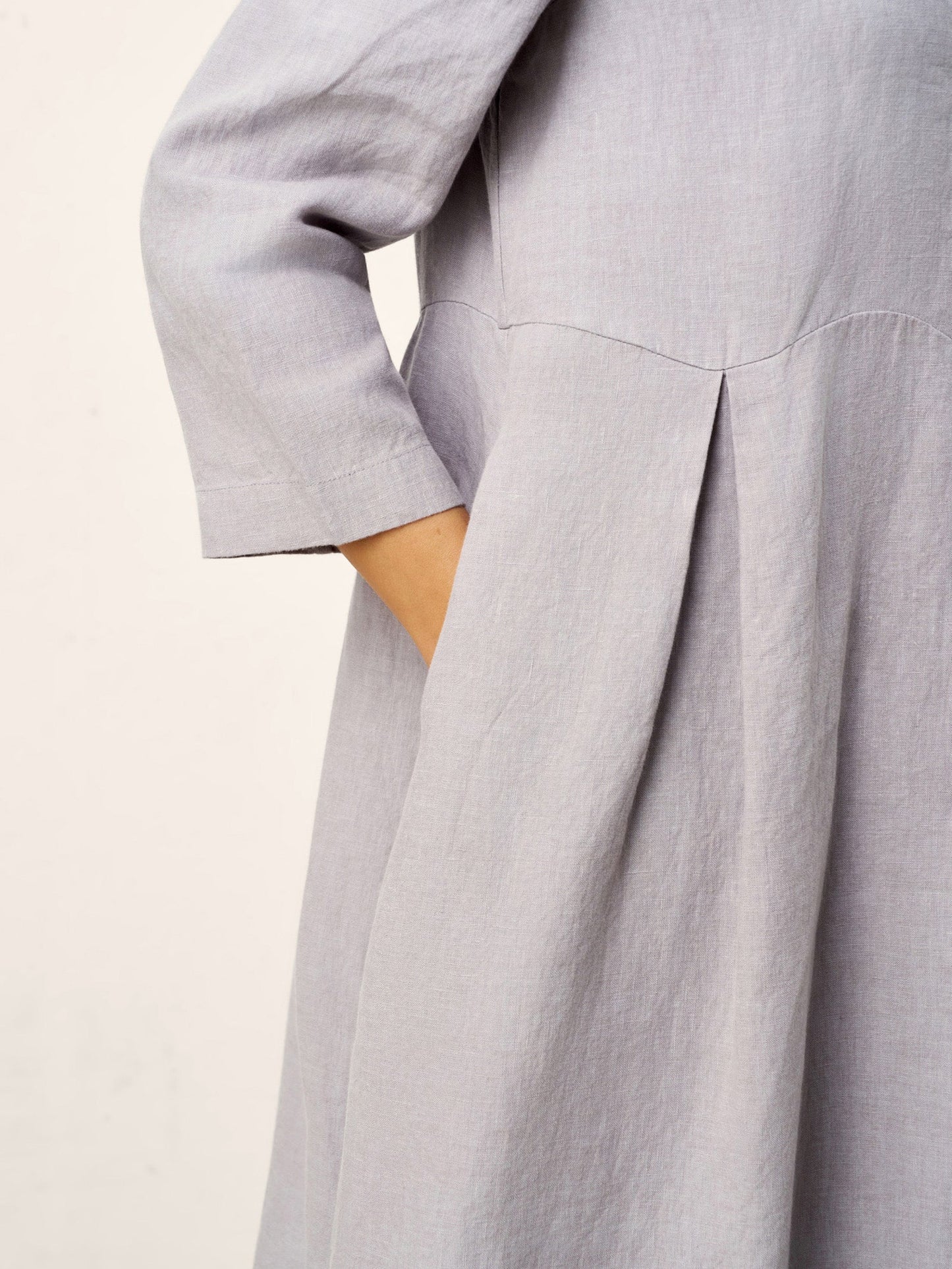 Ariadne | Women’s Linen Inverted Pleat Curved Seam Maxi Dress