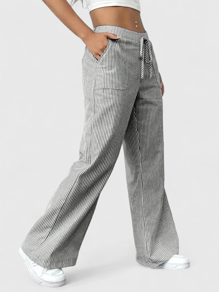 Corinne | Women’s Striped Wide Leg Linen Pants