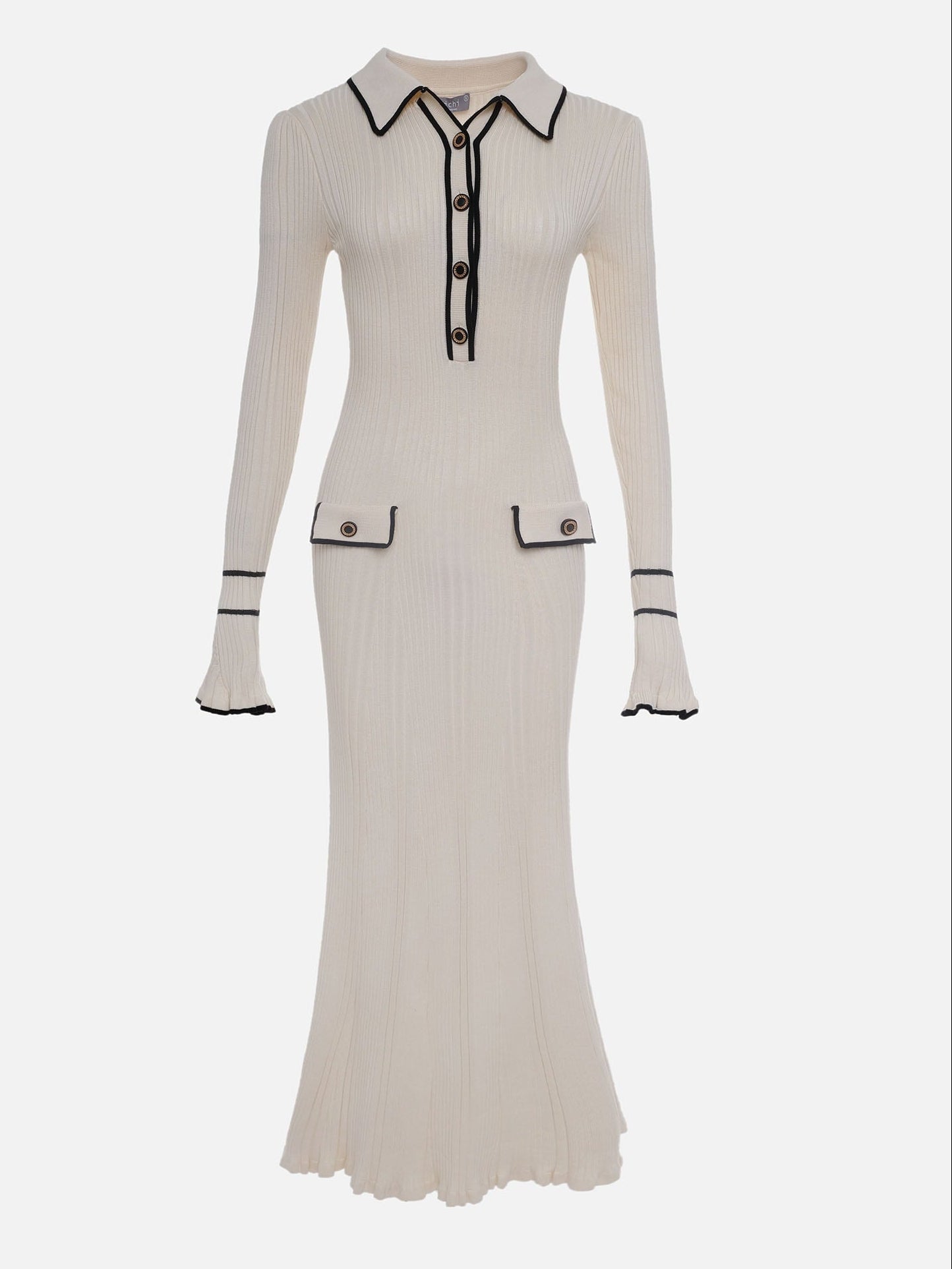 Aria | Women’s Spring Ribbed Button Midi Dress