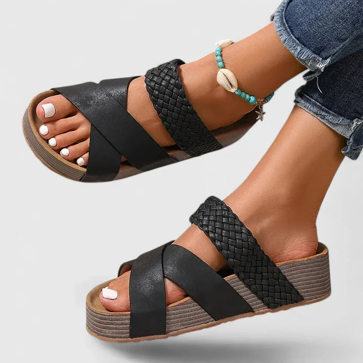 Tinsley | Women’s Orthopedic Woven Platform Slide Sandals