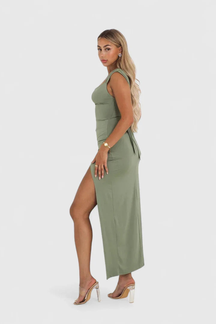 Sage | Women’s Elegant Sleeveless Slit Maxi Dress