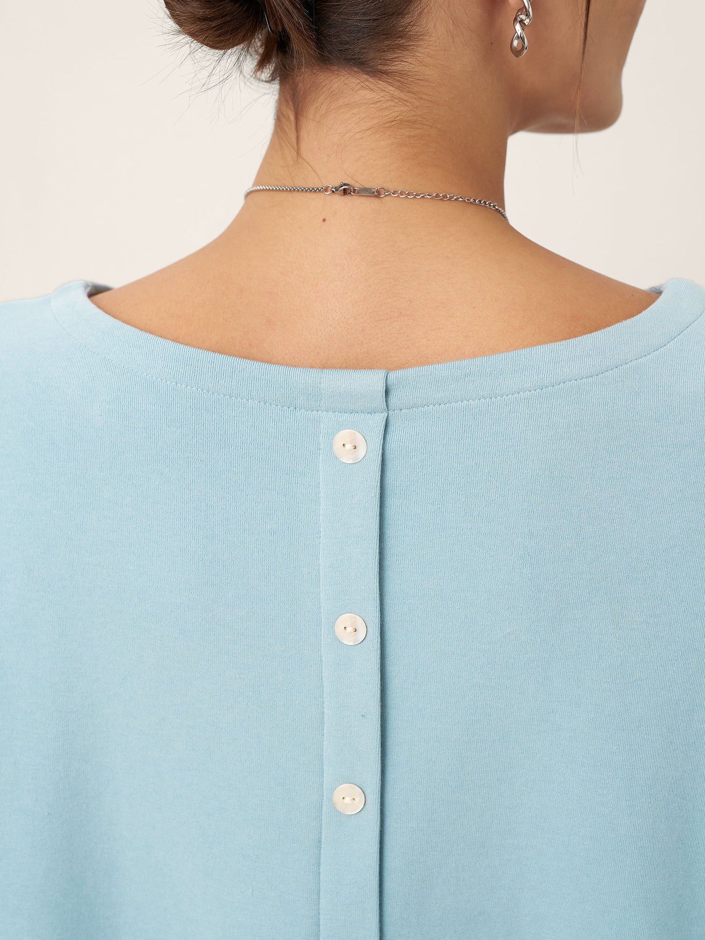 Brianna | Women’s Boat Neck Button-Back Long Sleeve Top