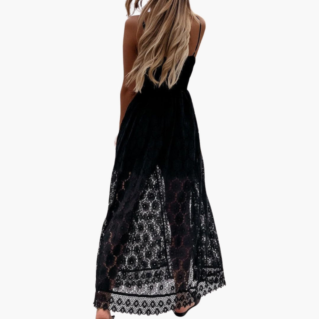 Harper | Women’s V-Neck Lace High-Low Jumpsuit Dress