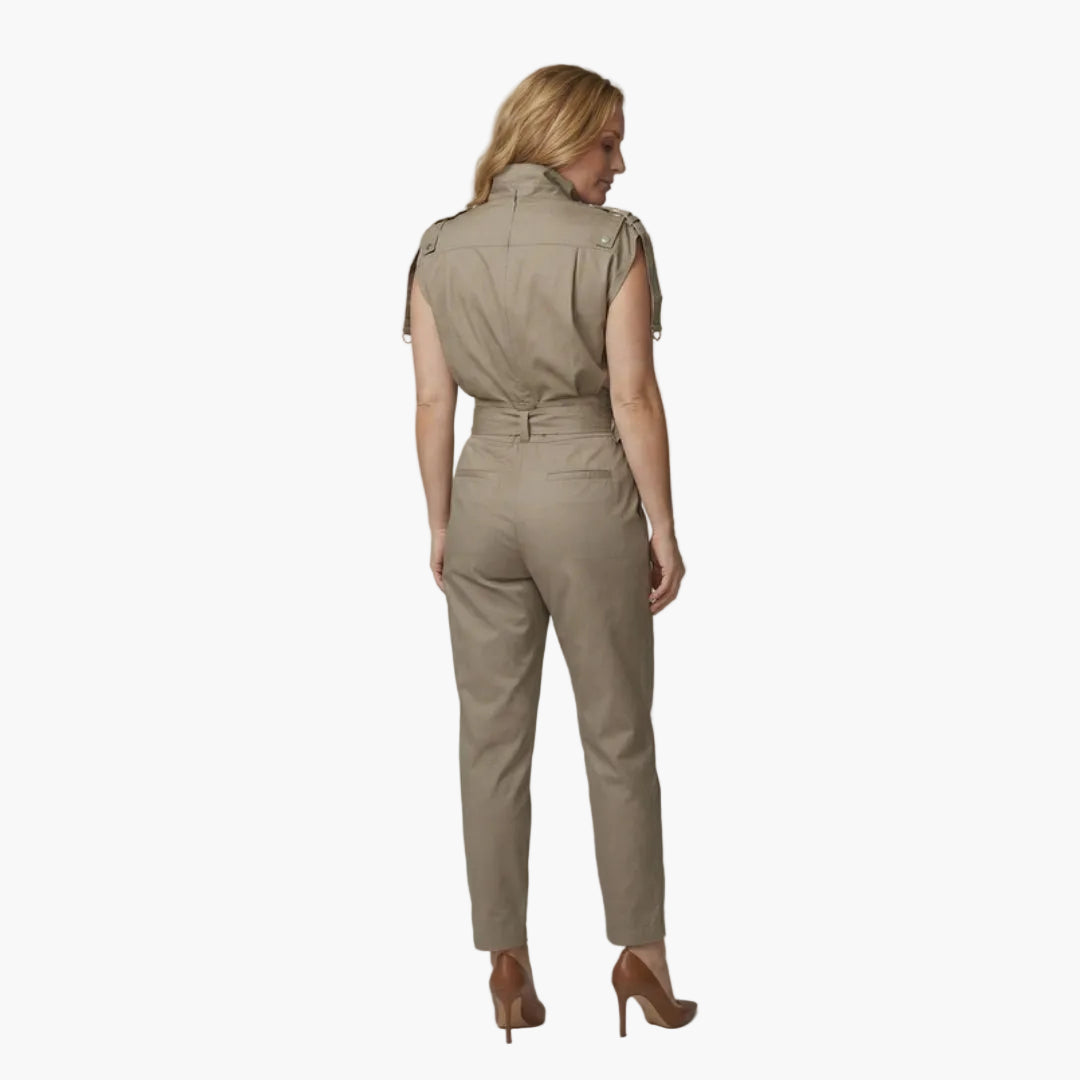 Sutton | Women’s Sleeveless High Neck Belted Utility Jumpsuit