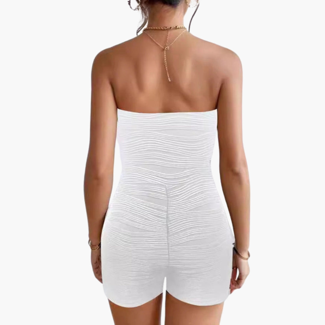 Sienna | Women’s Strapless Ruched Romper with Gathered Texture