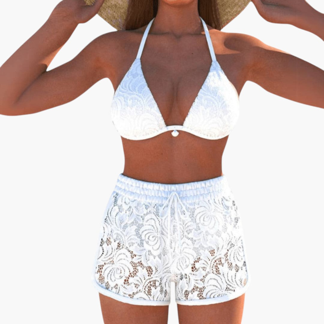 Ariella | Women’s Halter Neck Two-Piece Swimsuit with Lace Trim