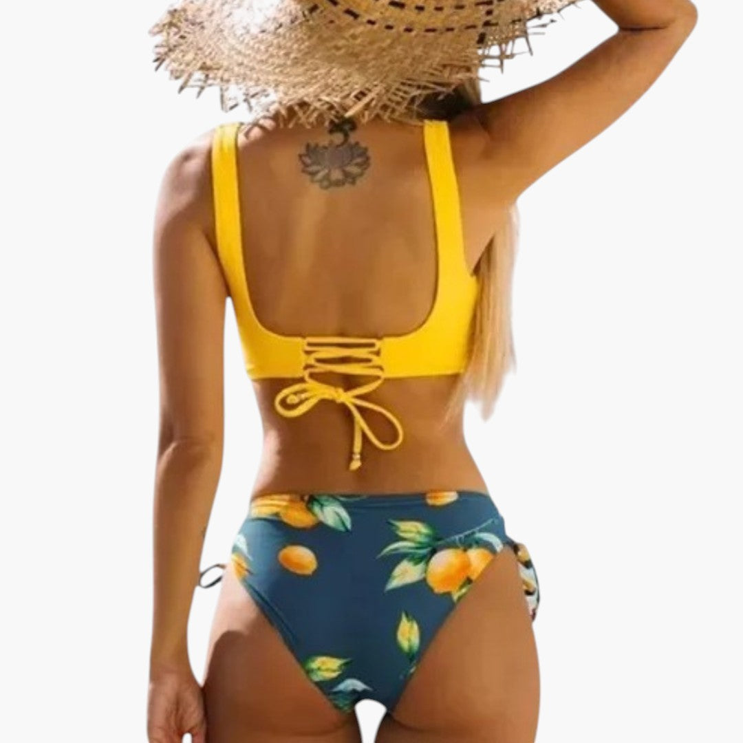 Juniper | Women’s Crisscross Strap Bikini Set with Floral Print
