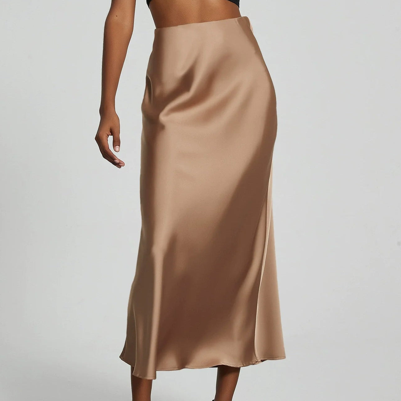 Josephine | Women’s Elegant High-Waisted Midi Skirt in Satin