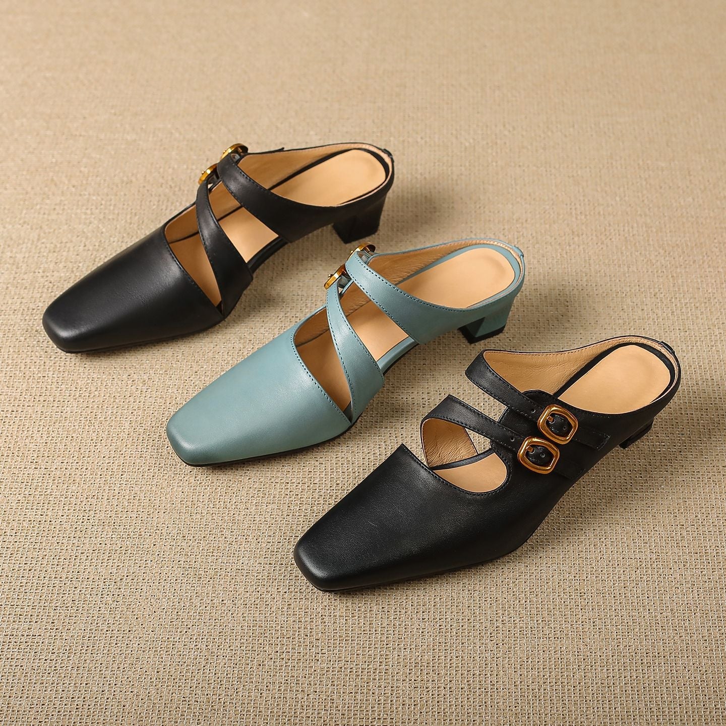 Donna | Women’s Dual Strap Mule Heels
