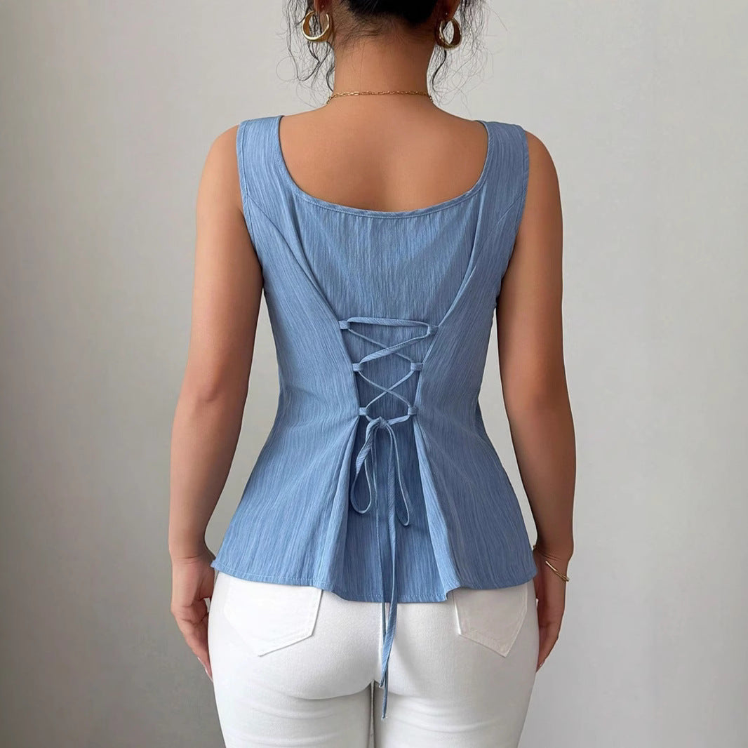 Maren | Women’s Sleeveless Flared Square Neck Top