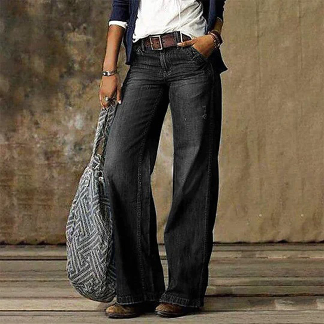 Miranda | Women’s Trendy High-Waist Wide-Leg Denim Pants