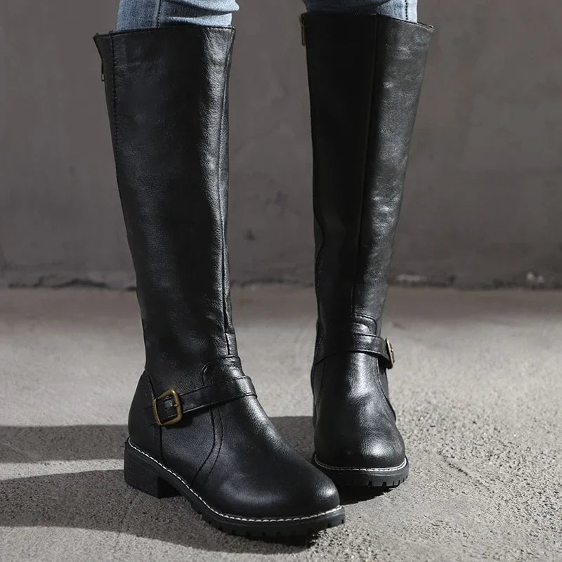 Greorgette | Women’s Knee-High Buckled Riding Boots