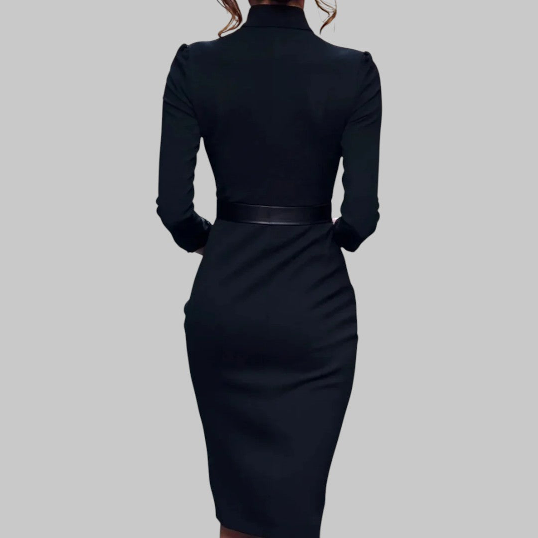 Athena | Women’s Long Sleeve Belted Sheath Midi Dress