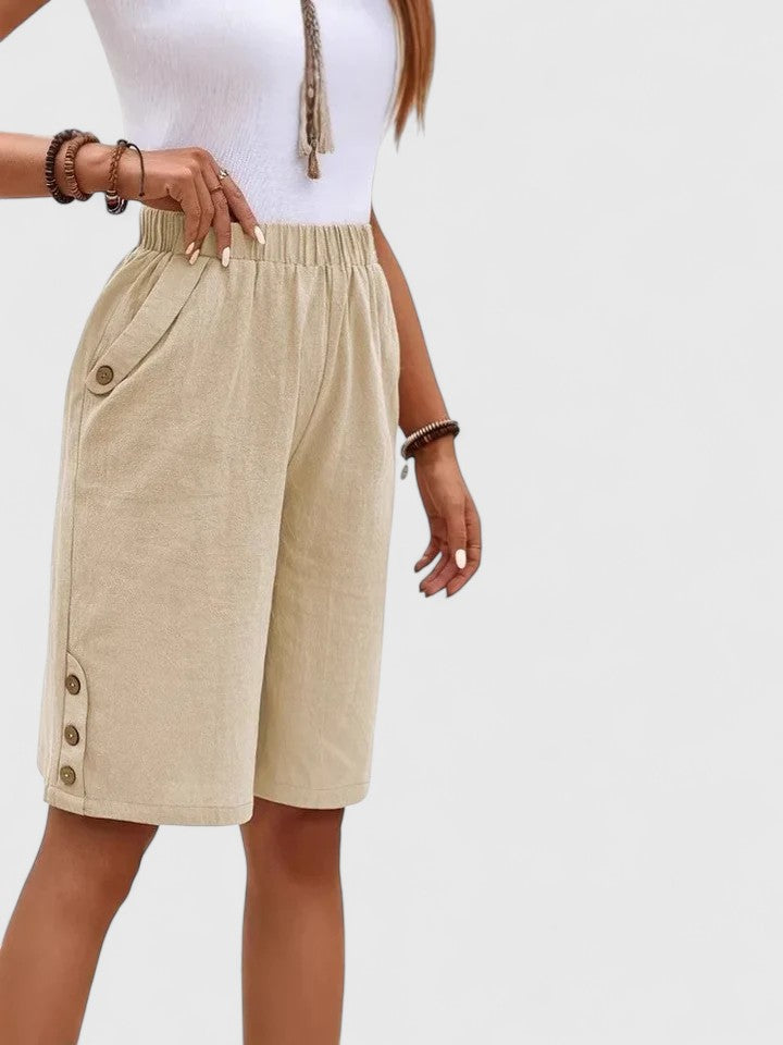 Kenzi | Women’s Comfortable Button Detail Shorts