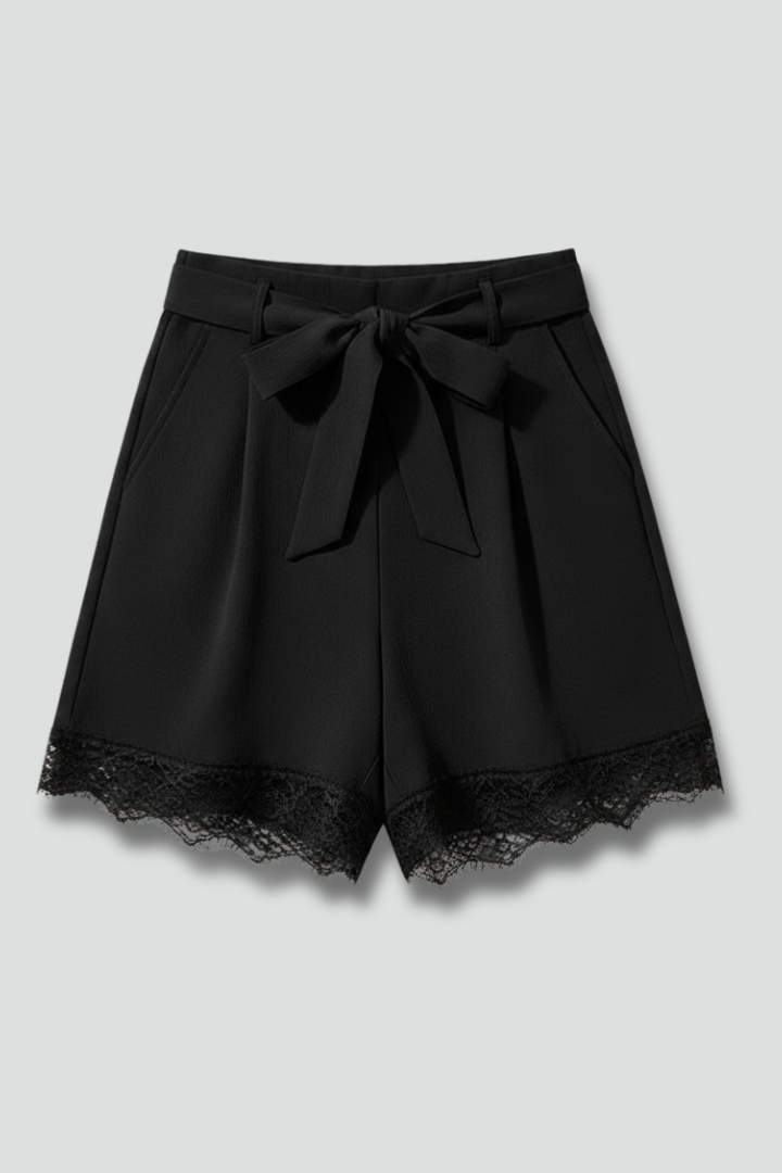 Madison | Women’s Tie Waist Shorts with Lace Trim Detail