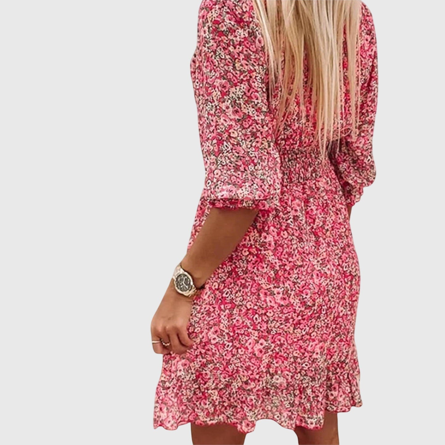 Everly | Women’s Floral Puff Sleeve Ruffle Dress