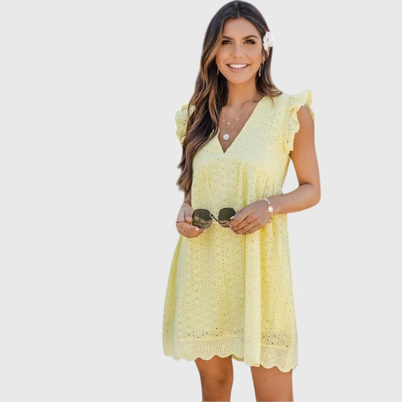 Brinley | Women’s Eyelet V-Neck Summer Dress