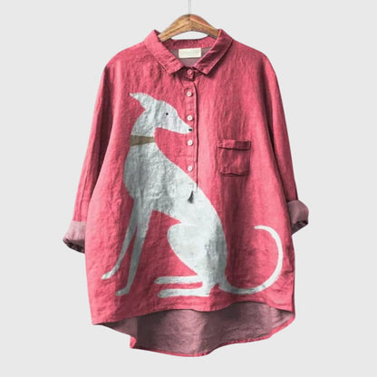 Finley | Women’s Oversized Dog Print Button-Up Shirt