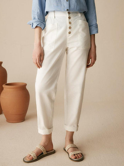 Blair | Women’s Linen Button-Fly High-Waist Trousers