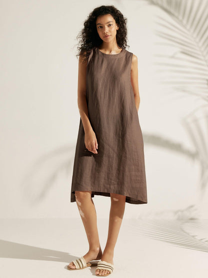Julia | Women’s Linen Sleeveless Easy Shift Dress
