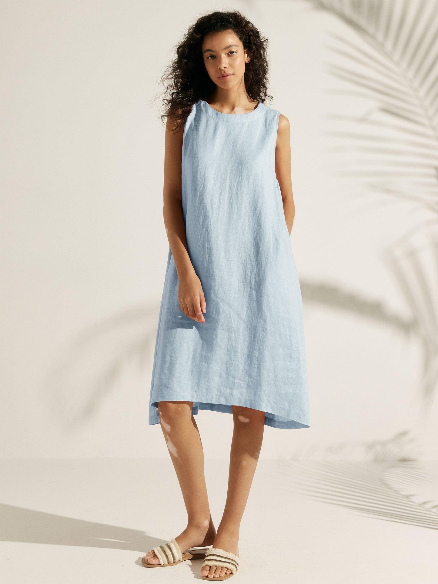 Julia | Women’s Linen Sleeveless Easy Shift Dress
