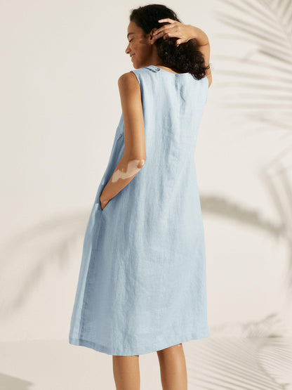 Julia | Women’s Linen Sleeveless Easy Shift Dress