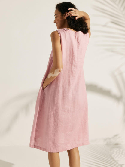 Julia | Women’s Linen Sleeveless Easy Shift Dress