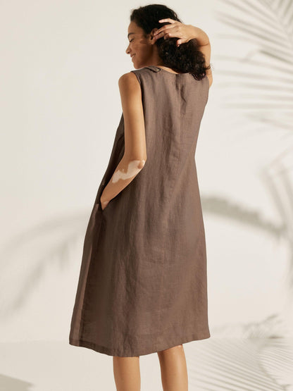 Julia | Women’s Linen Sleeveless Easy Shift Dress