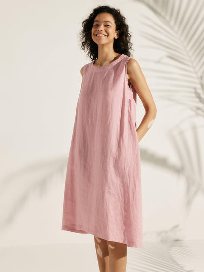 Julia | Women’s Linen Sleeveless Easy Shift Dress