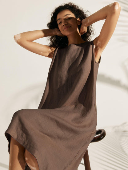Julia | Women’s Linen Sleeveless Easy Shift Dress