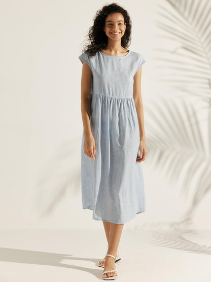 Harlow | Women’s Washed Linen Cap Sleeve Maxi Dress