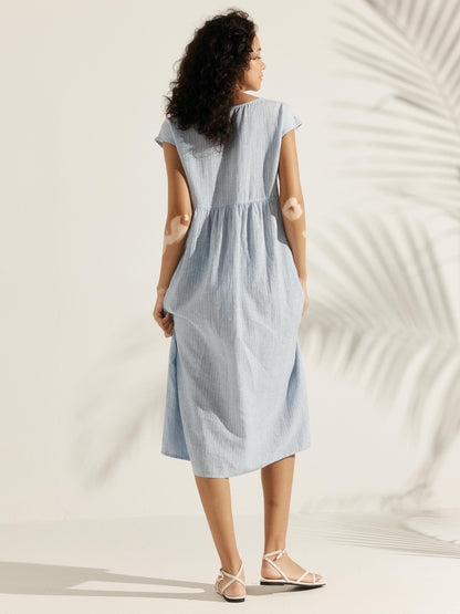 Harlow | Women’s Washed Linen Cap Sleeve Maxi Dress