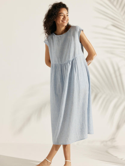 Harlow | Women’s Washed Linen Cap Sleeve Maxi Dress
