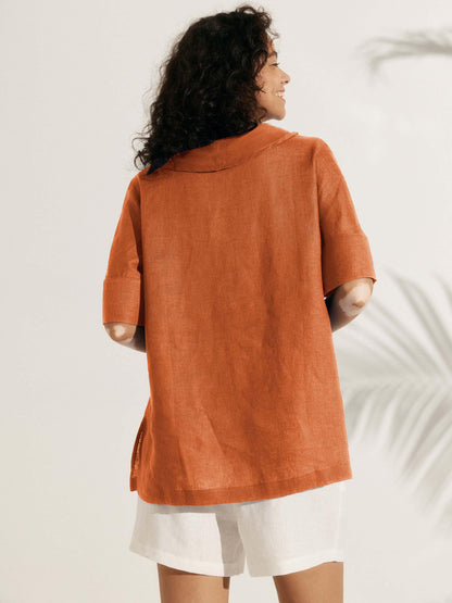 Blake | Women’s Linen V-Neck Short Sleeve Shirt
