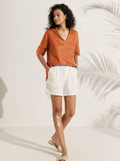 Blake | Women’s Linen V-Neck Short Sleeve Shirt