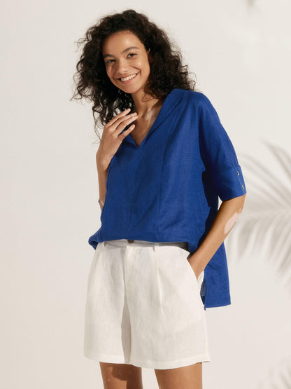 Blake | Women’s Linen V-Neck Short Sleeve Shirt