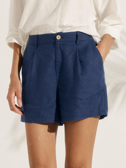 Callista | Women’s Linen Pleated Tailored Shorts