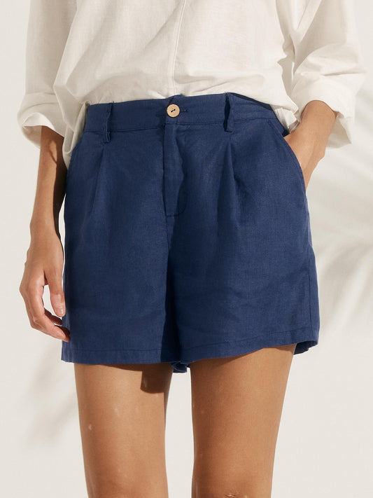 Callista | Women’s Linen Pleated Tailored Shorts