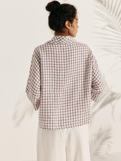 Trisha | Women’s Linen Dropped Collar Long Sleeve Shirt