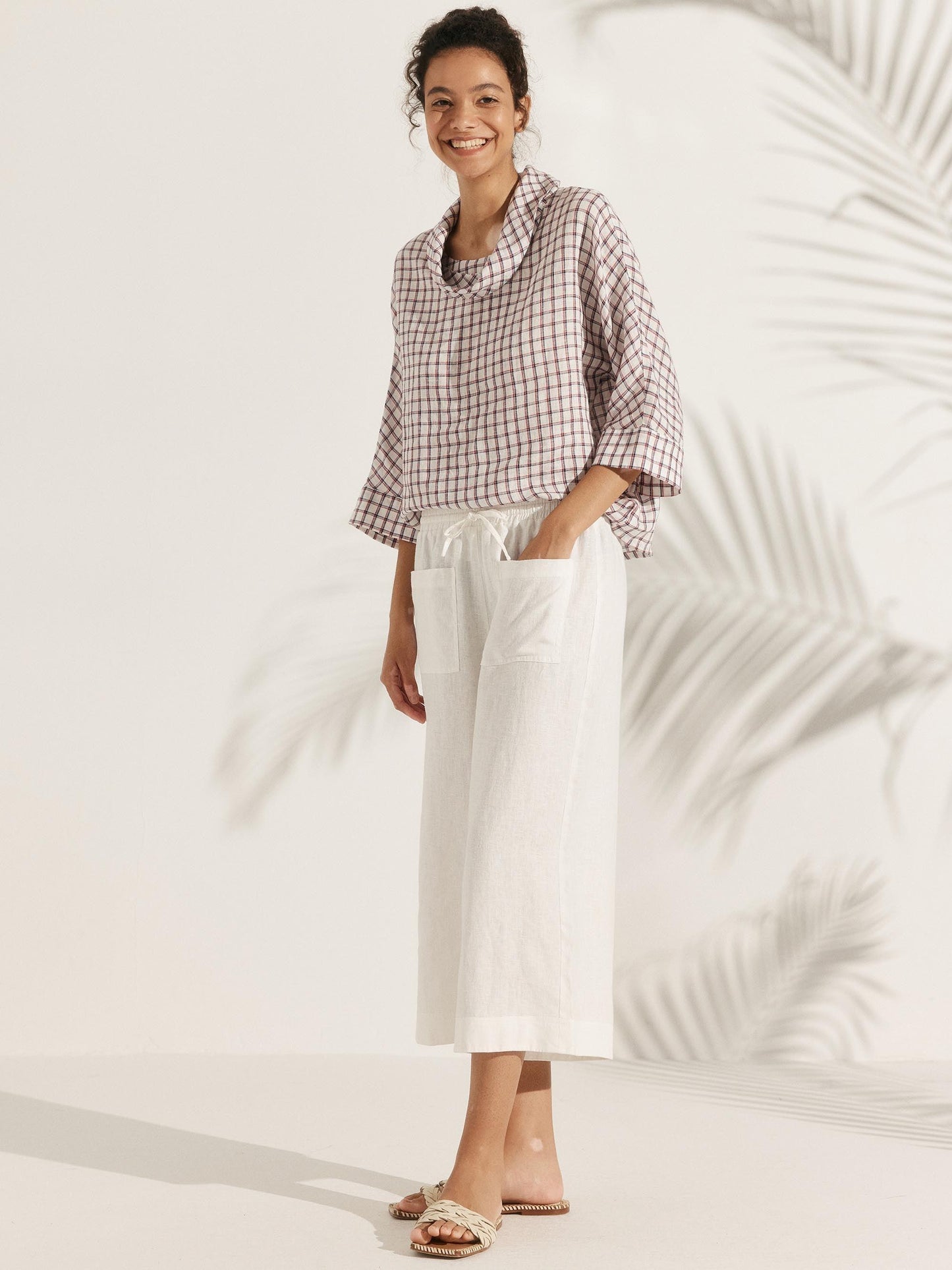 Trisha | Women’s Linen Dropped Collar Long Sleeve Shirt