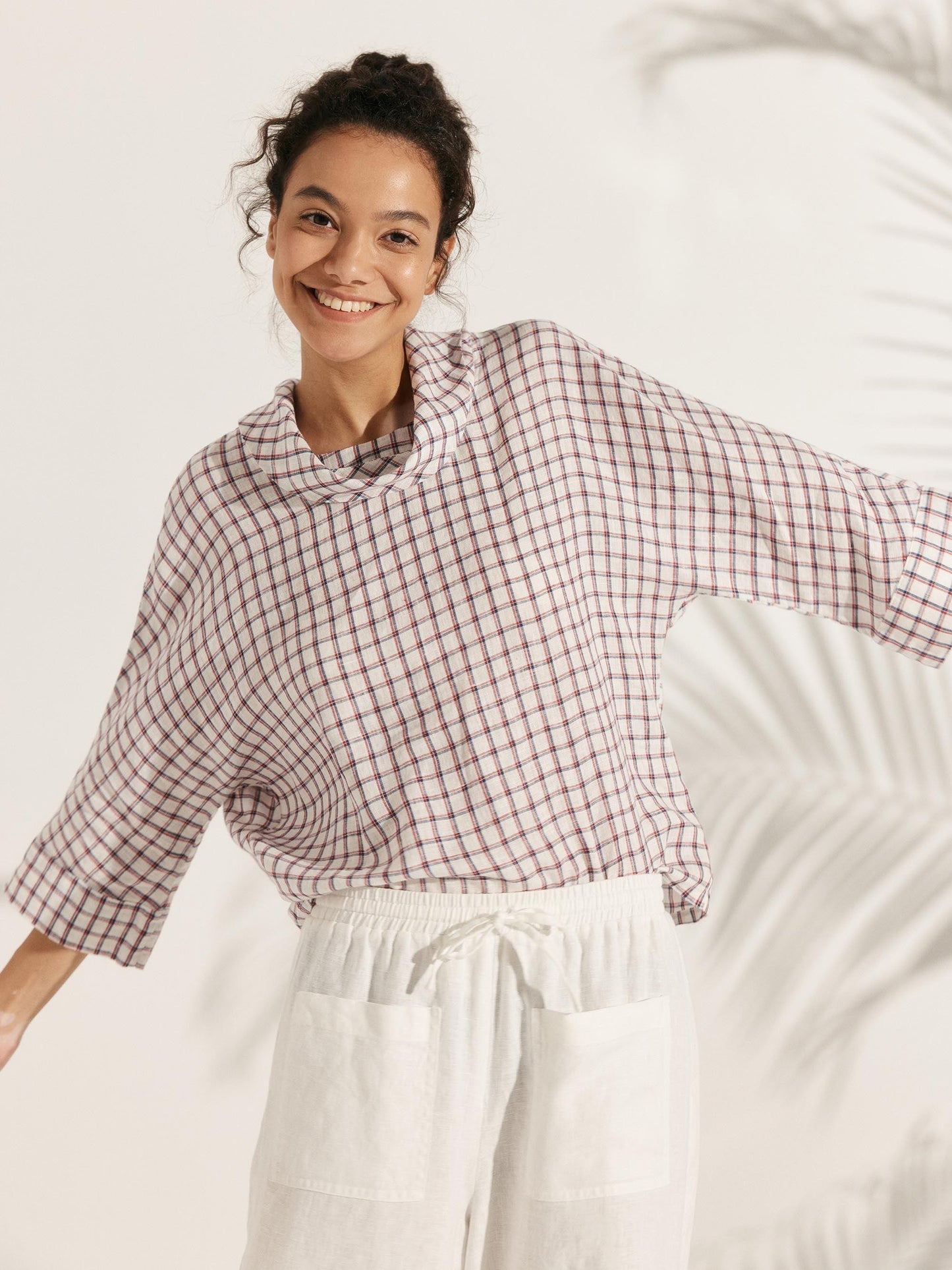 Trisha | Women’s Linen Dropped Collar Long Sleeve Shirt