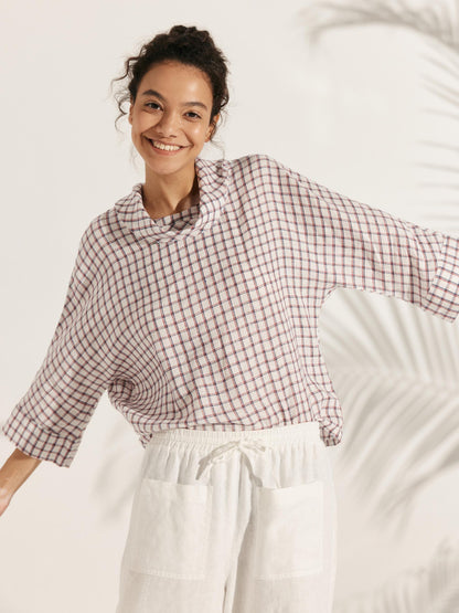 Trisha | Women’s Linen Dropped Collar Long Sleeve Shirt