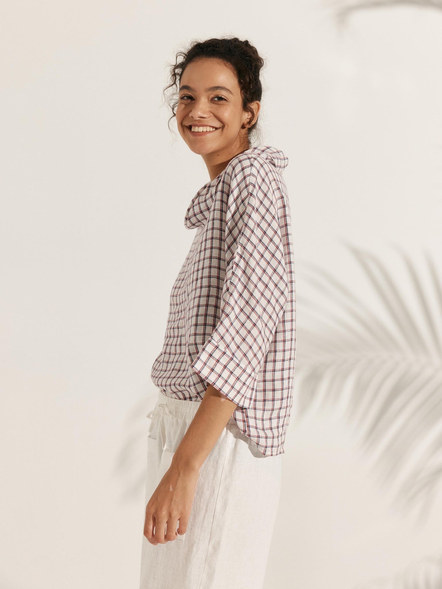 Trisha | Women’s Linen Dropped Collar Long Sleeve Shirt