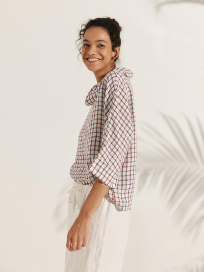 Trisha | Women’s Linen Dropped Collar Long Sleeve Shirt