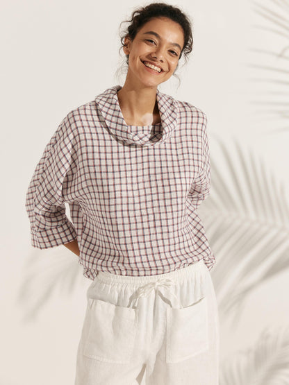 Trisha | Women’s Linen Dropped Collar Long Sleeve Shirt