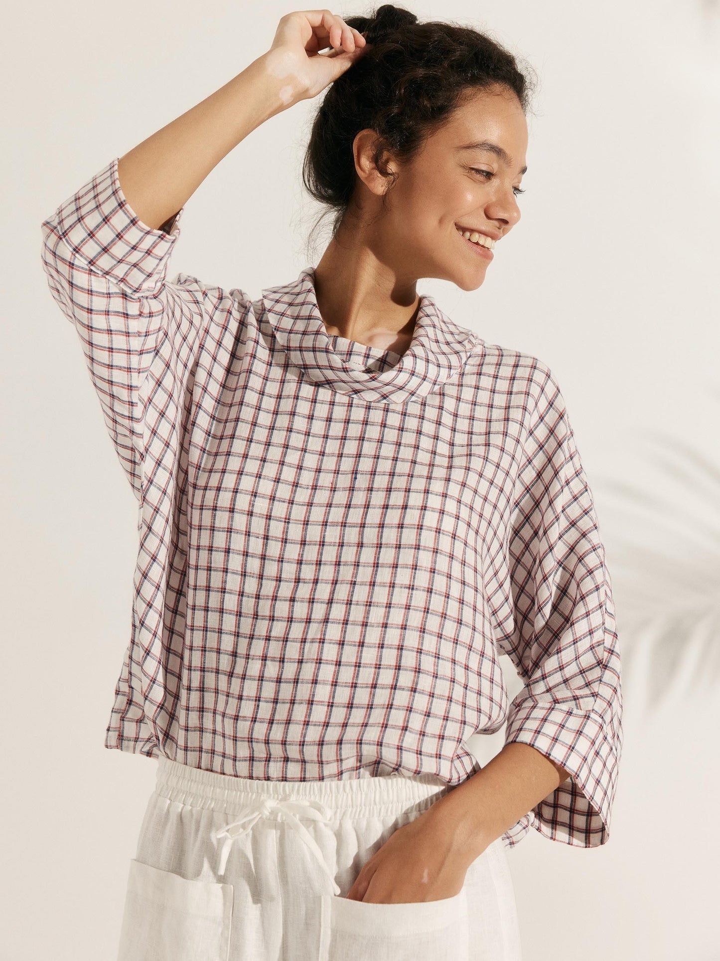 Trisha | Women’s Linen Dropped Collar Long Sleeve Shirt